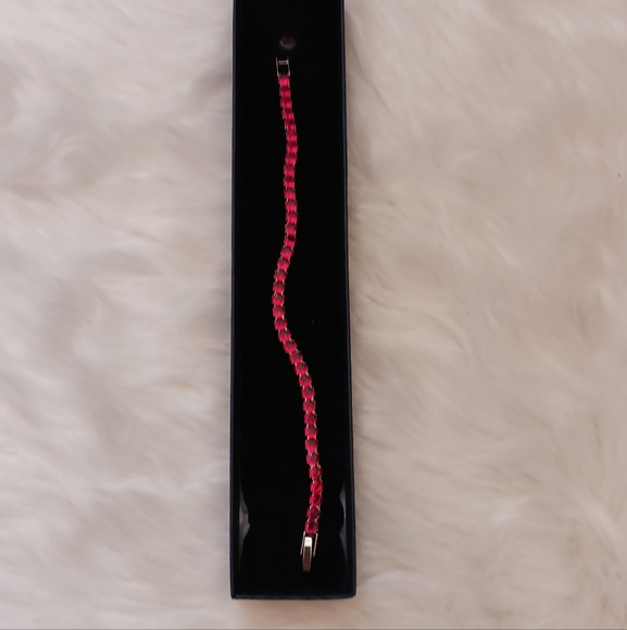 Red Rhinestone Sterling Silver Bracelet - Picture 14 of 16